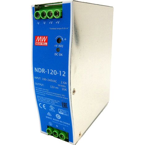 MeanWell NDR-120-12 120 W 12 V 10 A Alimentazione Din Rail DIN-RAIL (1/5)