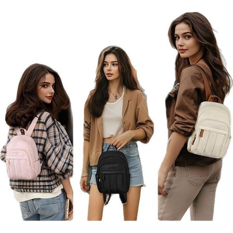 Mini sac à dos matelassé pour femme, bandoulière léger et imperméable avec portefeuille (1/5)