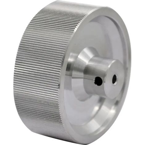 Roue compte-mètre 5 tours/mètre axe Ø4 mm - Métallique striée - largeur 25 mm (1/2)