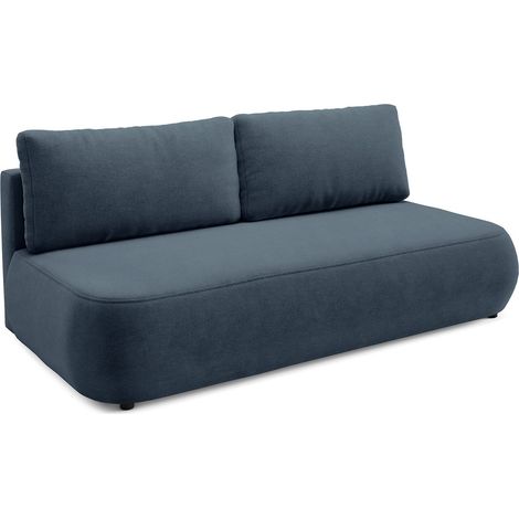Divano Letto 2 Posti Brugnato, Contenitore, Cuscini Sfoderabili, Reclinabile, 210x106 cm blu