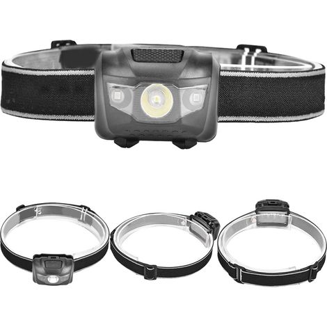 3W LED-Stirnlampe mit rotem und weißem Licht, ideal zum Angeln, Picknicken, Wandern und Bergsteigen, schwarz (1/5)