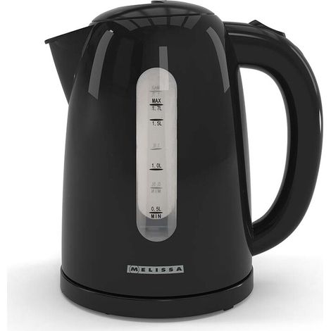 MELISSA Elektrischer Wasserkocher / 1,7 l / 2200 W / 360° Pirouettenboden / Verdecktes Heizelement / Trockengehschutz / Schwarz