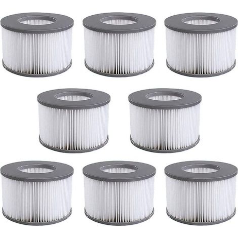 Lot de 8 cartouches filtrantes pour piscine gonflable Dimensions 10,6 x 6,7 cm Filtration 90 ailettes Installation facile (1/4)
