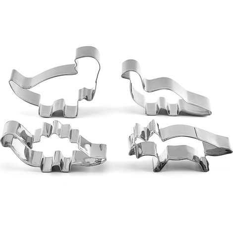 Animal Baking Cutter Easy Release Stainless Steel Dinosaur Shape DIY Baking Cutter Mold for Cake Cookies Pastry 4pcs