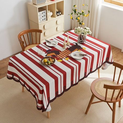 Chiot teckel rayé 140x180cm Nappe, nappe décorative à carreaux, nappe pour table basse de forme irrégulière, nappe pour table à manger, nappe pour table d'étalage (1/5)