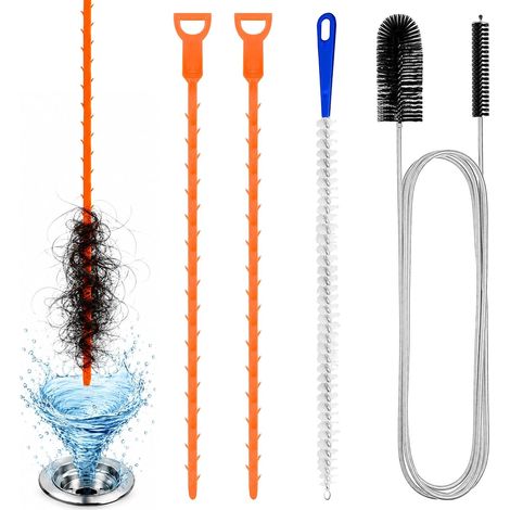 4 Pièces Deboucheur Canalisation Brosse, Deboucheur Canalisation, Brosse Nettoyage Deboucheur Canalisation, Outil de Débouchage d'évier pour Tuyauterie égouts,Lavabo,Baignoire,Cuisine (1/5)