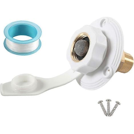Raccord d'arrivée d'eau pour camping-car, bride de remplissage d'eau de ville en laiton avec clapet anti-retour, connecteur de tuyau d'eau pour camping-car noir Blanc (1/5)