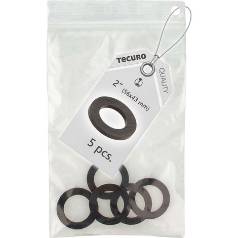 tecuro 5 x Gummidichtung 2" (43 x 56 x 2 mm) für Verschraubungen/Überwurfmuttern, SBR (1/3)