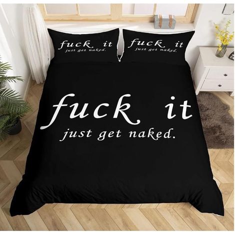 Housse de Couette de literie Amusant pour Les Couples Hommes Dames Romantique Parure de Lit Noir et Blanc Texte 90x190cm - WAE (1/4)