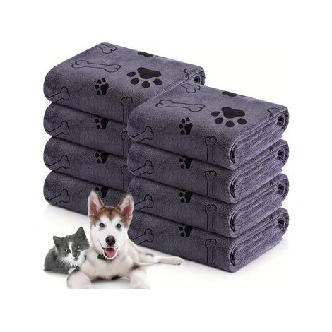Toalla de baño para perros de microfibra gris (1/2)