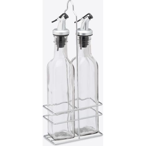 Set di bottiglie strette per olio e aceto capacità 250 ml uso quotidiano decorazione cucina in vetro trasparente 130008214