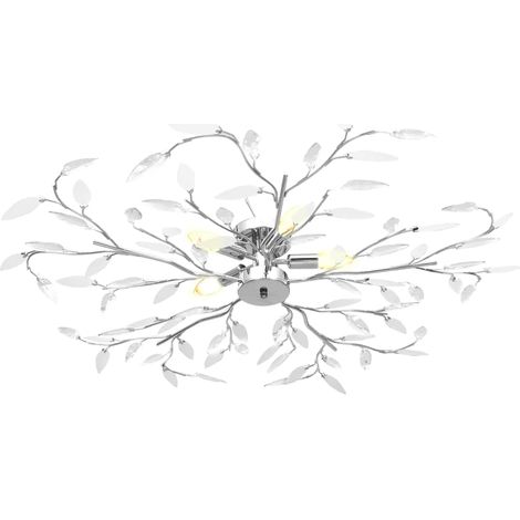 vidaXL Lámpara de techo brazos cristal forma hoja 5 bombillas blanco (1/2)