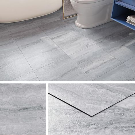 Dalle PVC Adhesive Sol Carreau de Ciment Gris 30x30CM Lino Sol Adhesif Gris Aspect Pierre Carrelage Adhesif Sols Cuisine Salle de Bain Imperméable Parquet Sols Adhésif Autocollant, 4 Dalles (1/5)