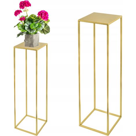 Support à fleurs sur pied en métal doré, design moderne Evron L 19x19x77 (1/5)