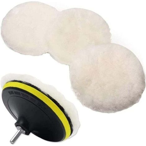 Set mit 6 Wollpolierpads à 15 cm, geeignet für elektrische Bohrmaschinen mit M14-Adapter.