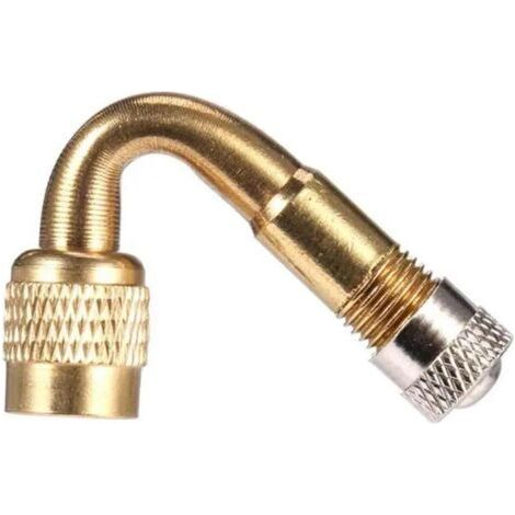 1 Pièces Extensions de Valve Pneu 45 Degrés en Cuivre, Embout Gonflage Velo avec Clapet Anti Retour Trottinette, Adaptateur de Valve pour Voiture, Moto, Vélo, Scooter (1/4)