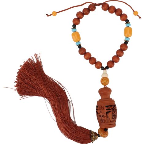 Pendentif en bois de pêcher pour voiture, pendentif flacon de parfum porte-bonheur, sculpture ajourée. (1/5)