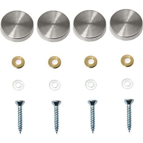Set mit 4 Zierschrauben für Spiegel, dekorative Nagelkappen, polierte Edelstahl-Zierschrauben für Spiegel, Vitrinen oder Möbel (20 mm) (1/4)