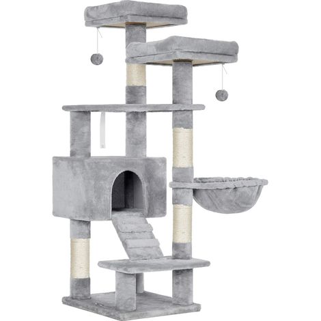 FEANDREA Árbol de gatos, Torre para gatos, 142 cm, Gris Claro por SONGMICS (1/5)