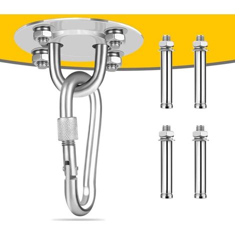 Gancho de techo de acero inoxidable para saco de boxeo (hasta 400 kg), resistente, para hamacas, sacos de boxeo y tirachinas. DEBUNS (1/5)