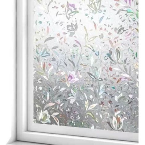 Window Film Electrostatic Film 45 cm × 200 cm Privacy Protection Anti-UV Decorative Window Film Anti Glare Opaque with Tulips Flowers Pattern (1/5)