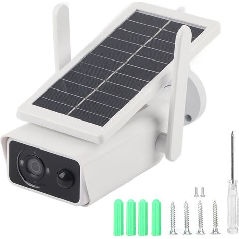 SJLERST Caméra solaire 1080P, Surveillance extérieure sans fil, étanche à la pluie, moniteur de Vision nocturne à distance, alimenté par batterie