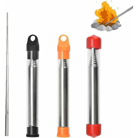 3 pcs Blow Fire Tube Stainless Easy Fire Campfire Telescopic Blowing Tube Steel Collapsible Fire Tool for Camping Survival Picnic Outdoors