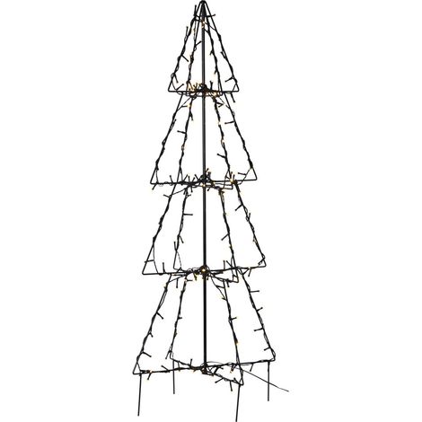 Décoration d'extérieur à LED Star Trading 'Foldy', sapin de Noël 3D fin avec 140 LED, blanc chaud, L 40 cm, H 90 cm