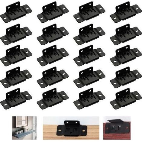 Lntyq Equerre Metal, équerre D'assemblage Renforcée, Equerre Etagere Murale, Equerre de Fixation pour Montage D'angle Bracket Bois Meuble Table Chaise Bibliothèque, Noir, 20 Pièces (1/5)