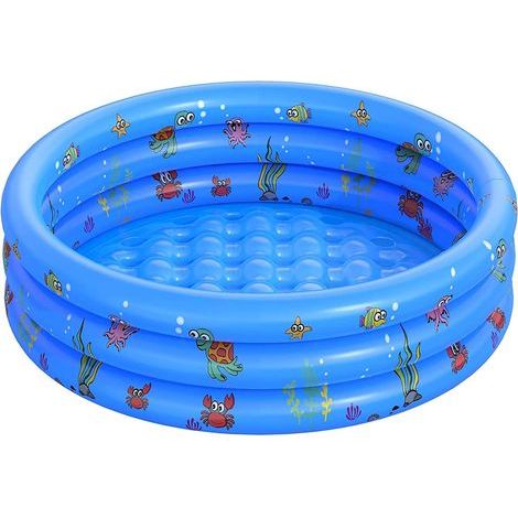Piscine Gonflable de Rembourrage de Petite Piscine pour Enfants Ronde Pliable en PVC pour Douche familiale Baignoire Portable en Centre de Jeu de l'eau pêche (100 CM)- (1/5)