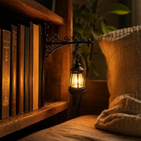 Lot de 2 lampes Book Nook LED, mini lampe bibliothèque avec lumière ambrée, décoration d'étagère chaleureuse pour coin lecture