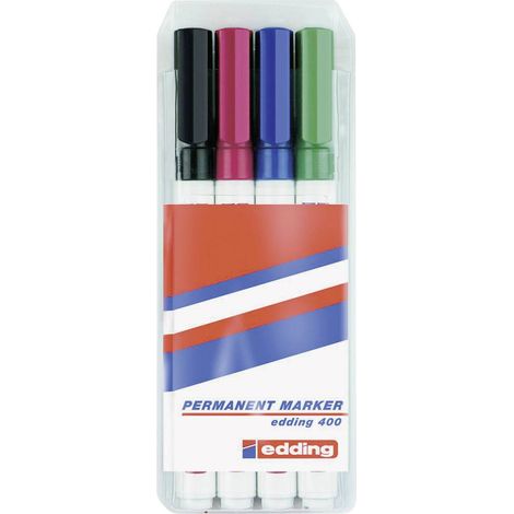 Edding 400 4-400-4-1999 Marcatore indelebile Nero, Rosso, Blu, Verde resistente all'acqua: Sì