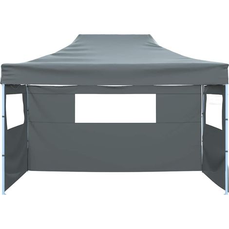 Tente de réception pliable, Pavillon, Pergola, Tente de jardin, avec 3 parois 3 x 4,5 m Anthracite OIB3565E (1/5)