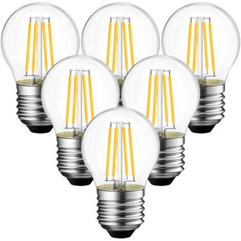 Ampoule, 4W Ampoule LED E27 Filament G45, 470 lumens Equivalente à Ampoule Halogène Vintage 40W, 2700K Blanc Chaud, Non réglable,Lot de 6 (1/5)