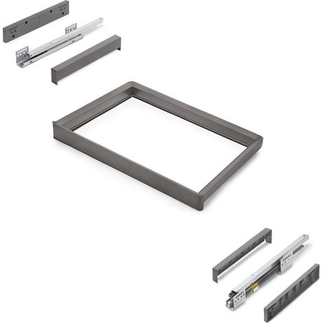 Telaio Emuca con guide a chiusura ammortizzata e estrazione totale per accessori per mobili Quartz, 662-688 mm, Alluminio e Plas