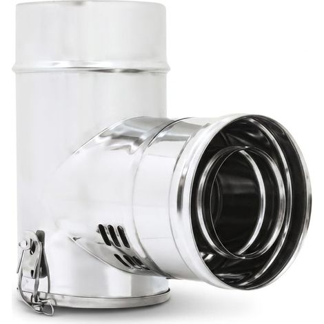 MAKA Codino Coassiale T 90 Femmina-Femmina FF Canna Fumaria Pellet Inox Ø 80/130 mm (1/5)