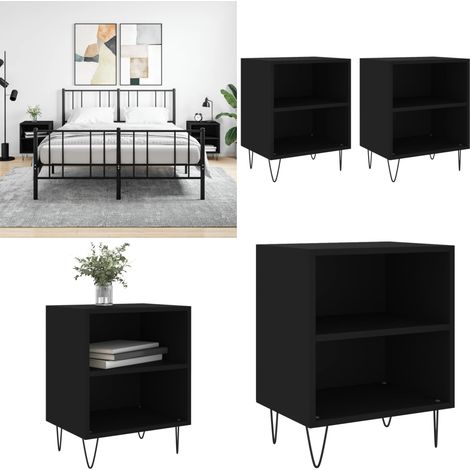 Nachttische 2 Stk. Schwarz 40x30x50 cm Holzwerkstoff - Nachttisch - Beistelltisch - Wohnzimmer Dekoration - Holzwerkstoff Möbel - Schwarzer Nachttisch - Home & Living (1/5)