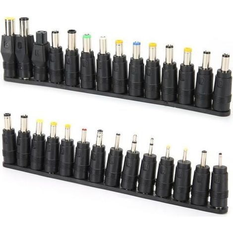 pair 28pcs embouts d\\'adaptateur d\\'alimentation cc 5.5x2.1mm tête de conversion de charge universelle femelle pour ordinateur portable-CWU (1/4)