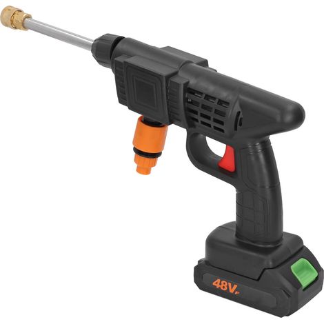 Pistolet à eau sans fil 12V pour lavage auto, nettoyeur électrique multifonction portable, usage jardinage/sol, batterie lithium avec boîte de rangement, charge 100-240V, norme US, livré avec batterie (1/5)