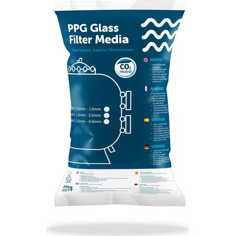 Média filtrant verre PGFM grade 3 piscine - 2,5-5,0 mm - 25 kg