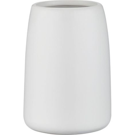 Taza de baño ALBANO para cepillos de dientes, cerámica, blanca, mate, lisa, estilo industrial (1/3)
