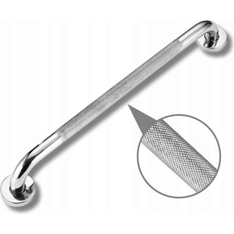 Barre d’appui de bain - 30 x 2,5 cm - Argent - Antidérapante - Installation facile