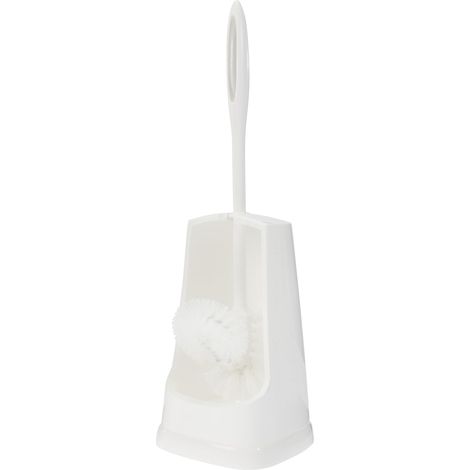 Brosse WC Simple - Porte-brosse WC, Plastique, 12.5 x 40 x 12.5 cm, Blanc (1/5)
