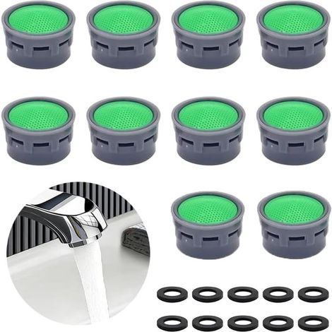 10 Wasserhahn-Luftsprudler, 10 Stück mit Dichtung, ABS-Filter, Badezimmerzubehör, für Wasserhähne in Küche und Bad (1/5)