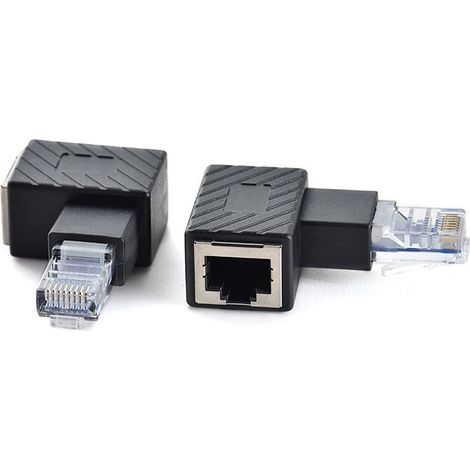 90-Grad-RJ45-Netzwerksteckeradapter, gerader RJ45-Stecker, rechtwinkliger Kristallkopf-Netzwerksteckeradapter (1/5)