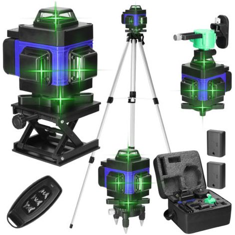 Pair - Niveau Laser 16 Lignes, 4 x 360° Autonivelant Niveau Laser avec Trepied, Batterie Rechargeable, avec Support Mural, pour Travaux de Construction et Décoration Intérieure (1/5)