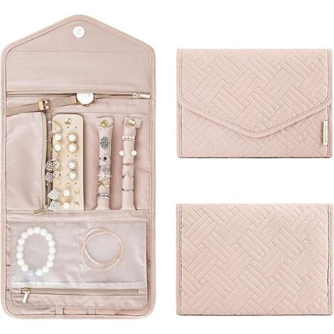 Jewelry Roll Pouch, Foldable Travel Jewelry Case for Rings, Necklaces, Earrings (1/5)