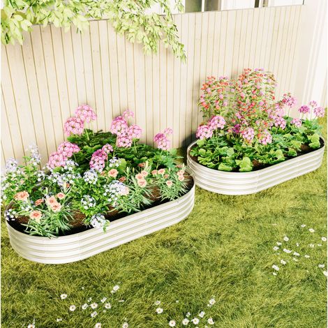 Huerto elevado de acero galvanizado, 243,84 x 121,92 x 30,48 cm, plata OKMYHOME (1/5)