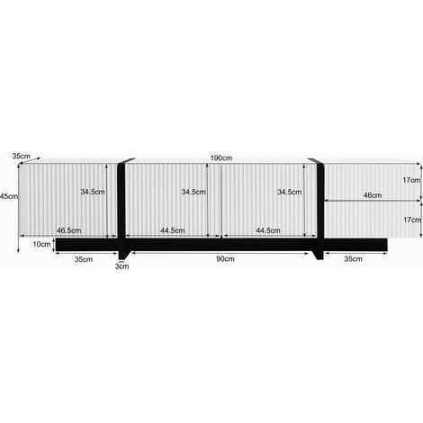 Meuble TV 190 cm, armoire 3 portes avec 2 tiroirs, rangement pour salon, bois robuste, design moderne (1/5)