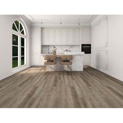 Sol SPC PVC à clipser effet bois clair, 1120 x 228 mm, 5 mm, compatible chauffage au sol, REDOM (1/5)